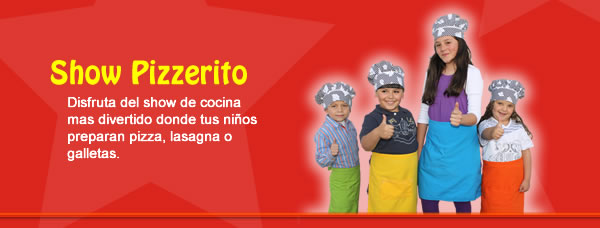 Show pizzerito con pizza, lasagna y galletas para fiestas infantiles.